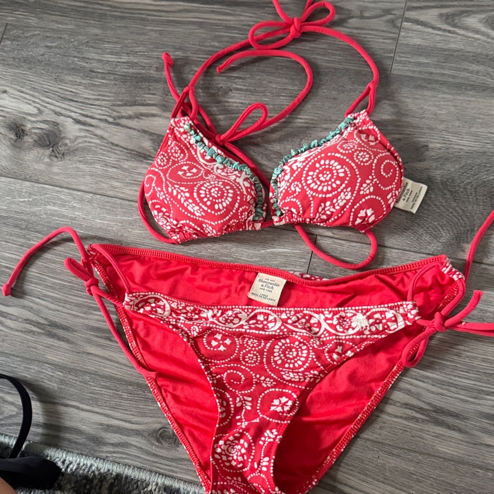 Abercrombie & Fitch Red Paisley Print Bikini Set